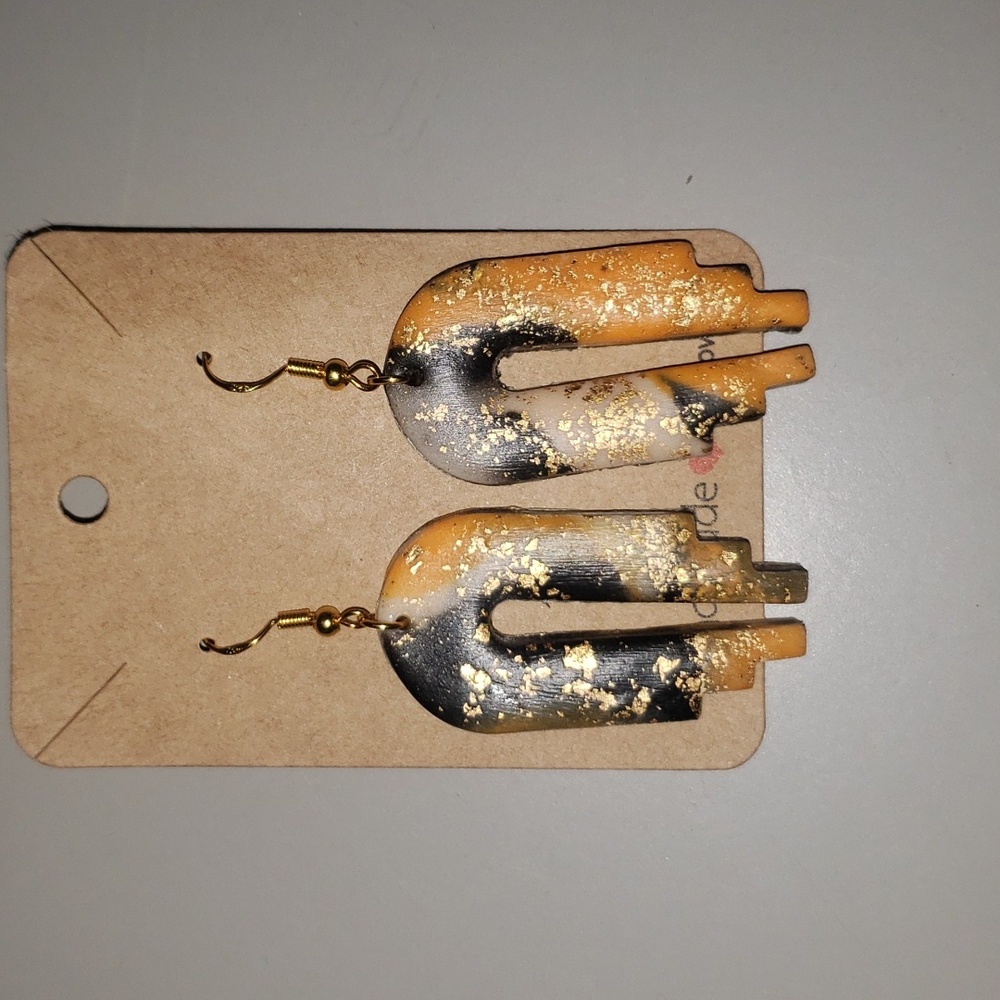 New Handmade earrings with gold flakes hypoallergenic